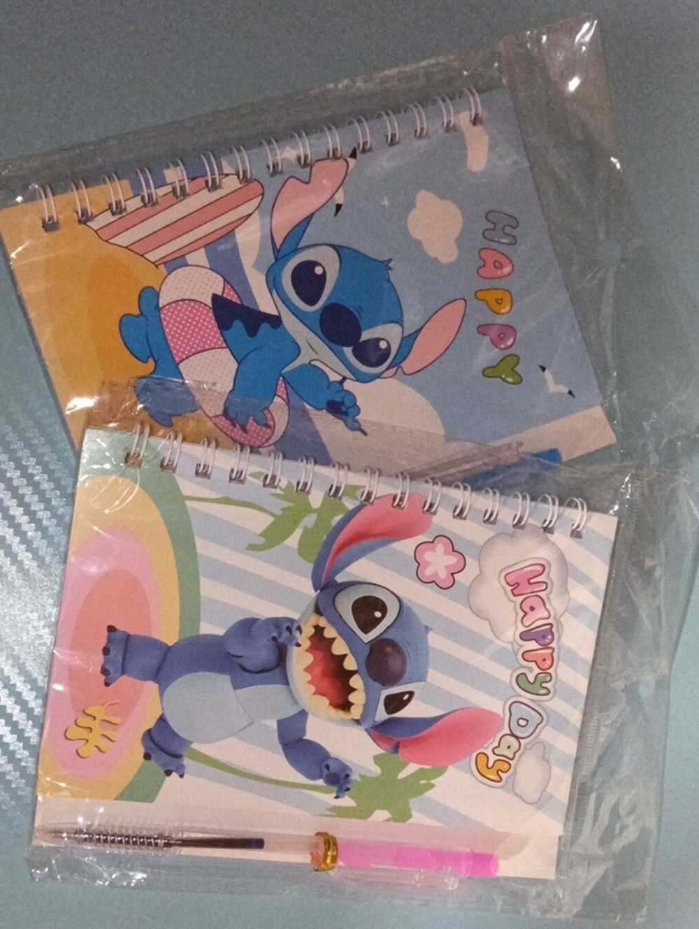 Blue Cartoon Character Spiral Notebook Set with Pen - Kids
